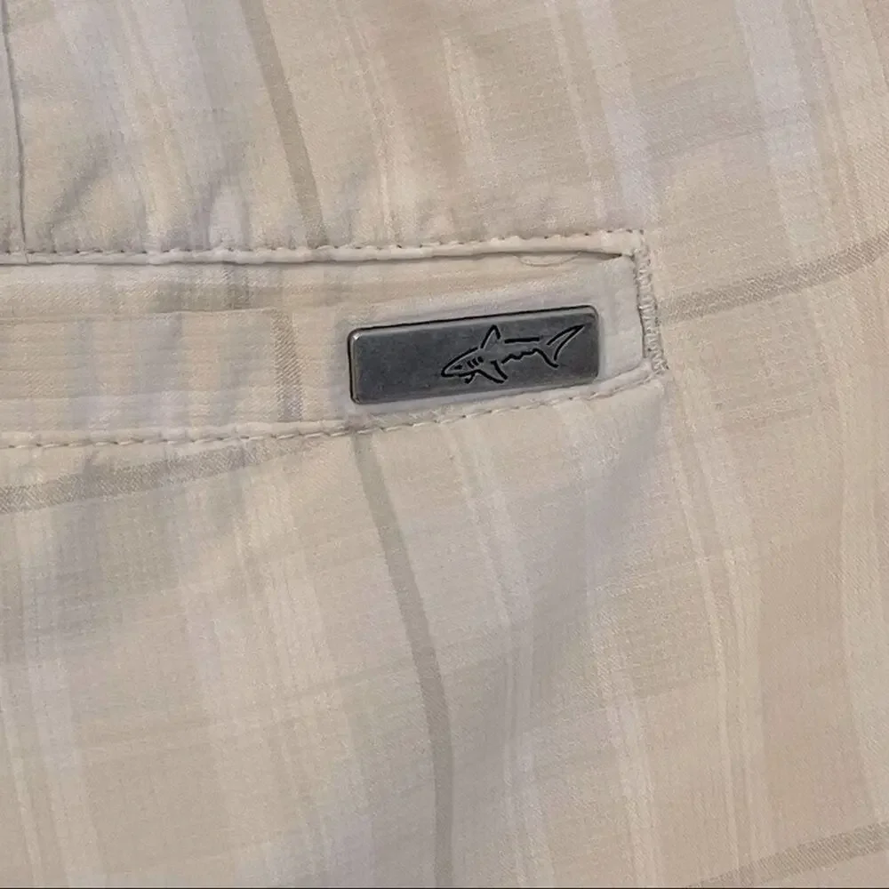 Greg Norman for Tasso Ella Tan Plaid Gold‎ Shorts Size 36